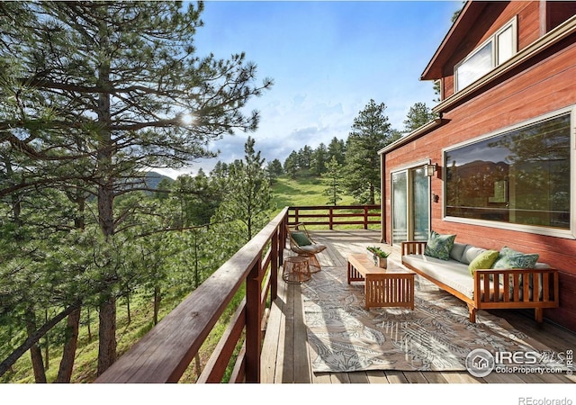 1101 Peakview Cir, Boulder, CO 80302 - wooden terrace featuring an outdoor hangout area
