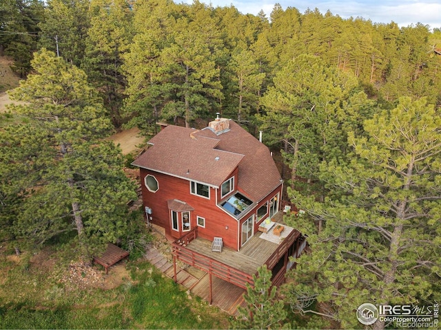 1101 Peakview Cir, Boulder, CO 80302 - view from above of property featuring a heavily wooded area