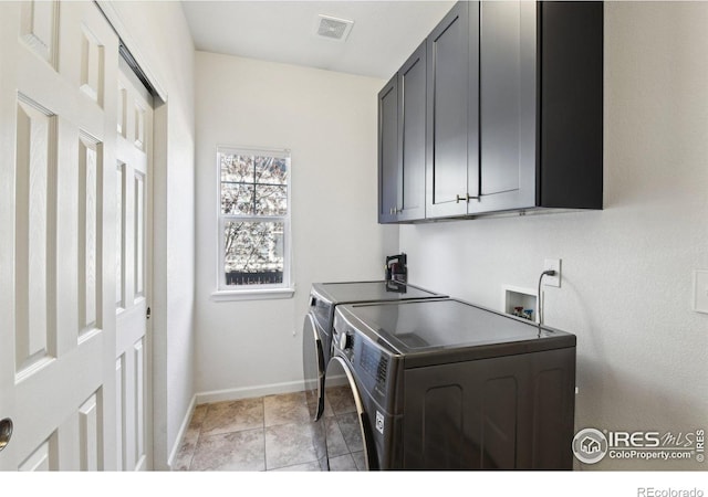 4109 Frederick Cir, Longmont, CO 80503 - laundry area with cabinet space, washing machine and dryer, and baseboards