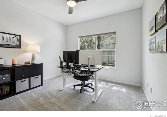 4109 Frederick Cir, Longmont, CO 80503 - home office with carpet, ceiling fan, and baseboards