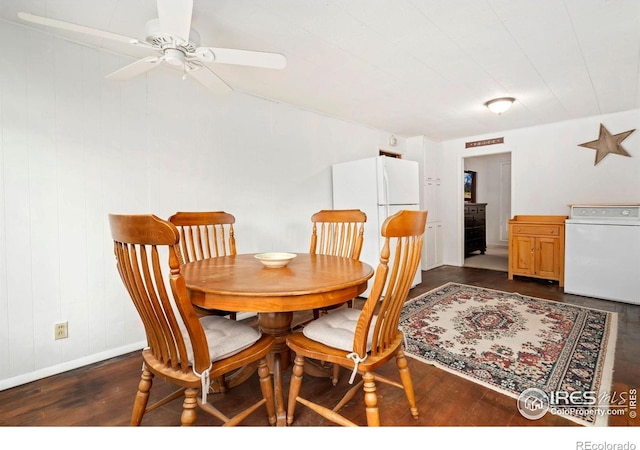 2459 W US Highway 34, Drake, CO 80515 - dining room featuring dark wood finished floors, ceiling fan, and baseboards