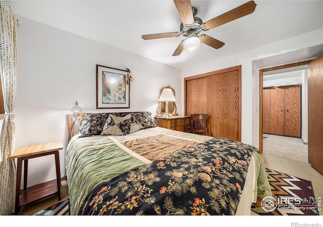 4601 N Sunshine Ct, Loveland, CO 80537 - bedroom featuring a closet and a ceiling fan