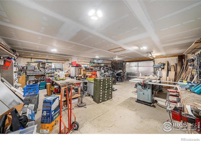 4601 N Sunshine Ct, Loveland, CO 80537 - garage featuring a workshop area