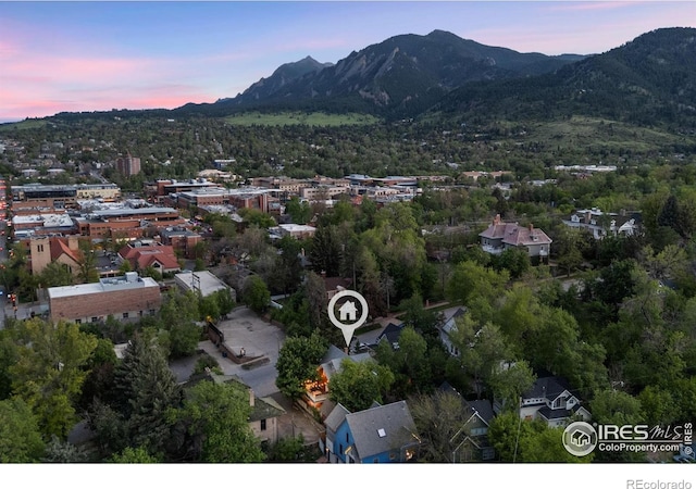 1133 Mapleton Ave, Boulder, CO 80304 - aerial overview of property's location with a mountain backdrop