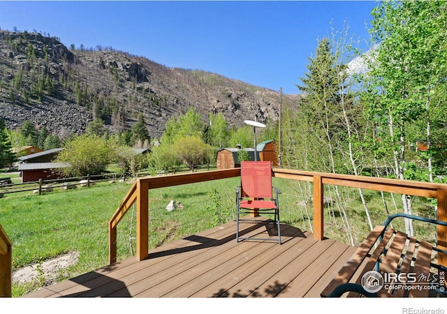 185 Meadow Ln, Bellvue, CO 80512 - wooden terrace featuring a mountain view