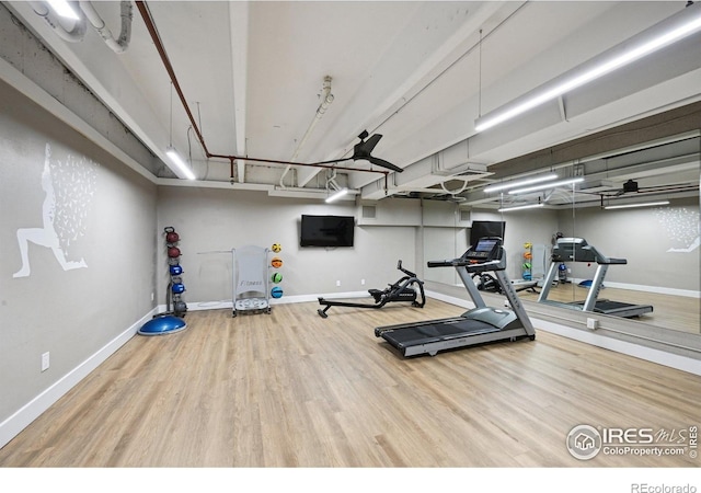 4475 Laguna Pl Unit 201, Boulder, CO 80303 - workout area featuring wood finished floors and baseboards