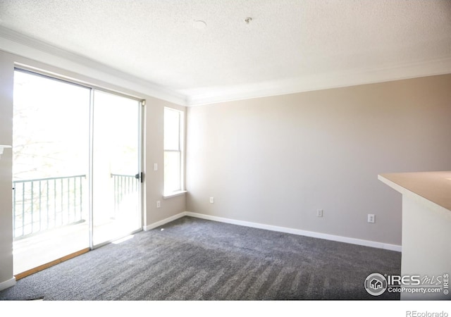 2162 Concord Ln, Superior, CO 80027 - unfurnished room featuring ornamental molding, carpet floors, a textured ceiling, and baseboards