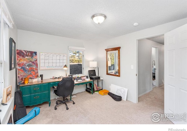 810 W Laurel St, Fort Collins, CO 80521 - home office with carpet flooring and a textured ceiling