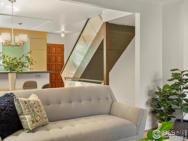 3345 Hickok Pl, Boulder, CO 80301 - living room featuring a chandelier and crown molding