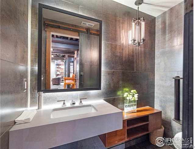317 Wood St, Fort Collins, CO 80521 - bathroom with a sink and tile walls