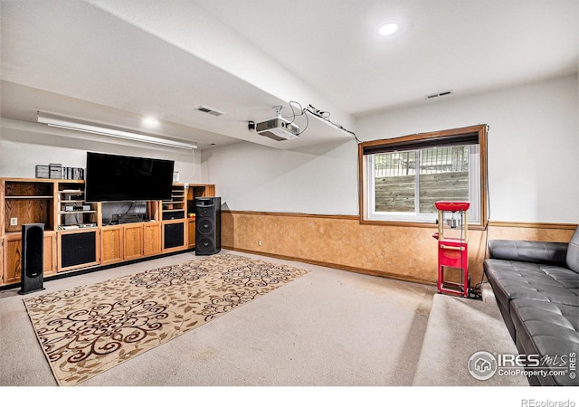13971 Telluride Dr, Broomfield, CO 80020 - unfurnished living room featuring wainscoting, carpet flooring, and recessed lighting