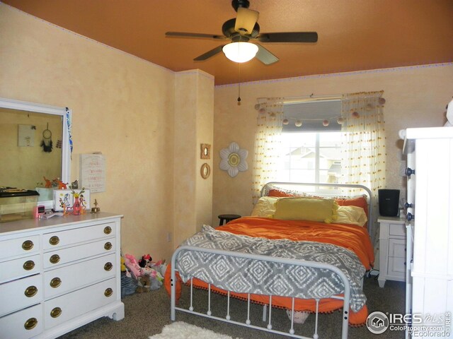 368 Mt Bross Ave, Severance, CO 80550 - bedroom featuring carpet flooring and a ceiling fan
