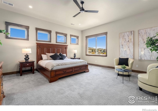 2387 Harding Park Ct, Berthoud, CO 80513 - bedroom featuring carpet, baseboards, recessed lighting, and a ceiling fan