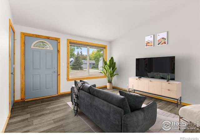 1805 Kinnikinnik Pl, Loveland, CO 80537 - living room with wood finished floors and baseboards