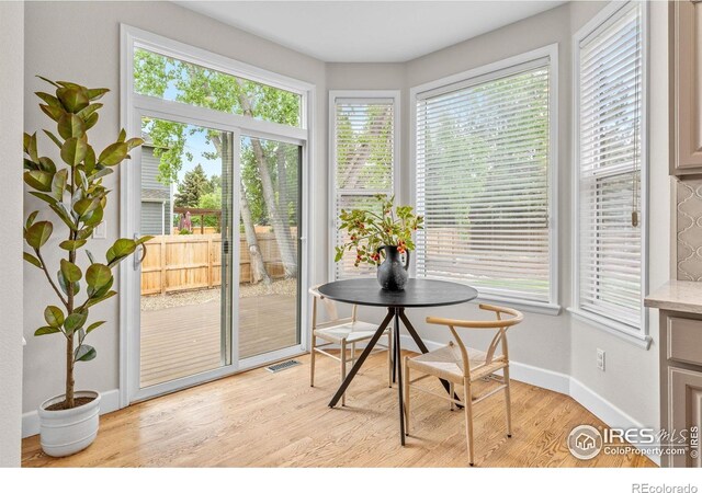 5348 Wild Dunes Ct, Boulder, CO 80301 - sunroom / solarium featuring baseboards and wood finished floors