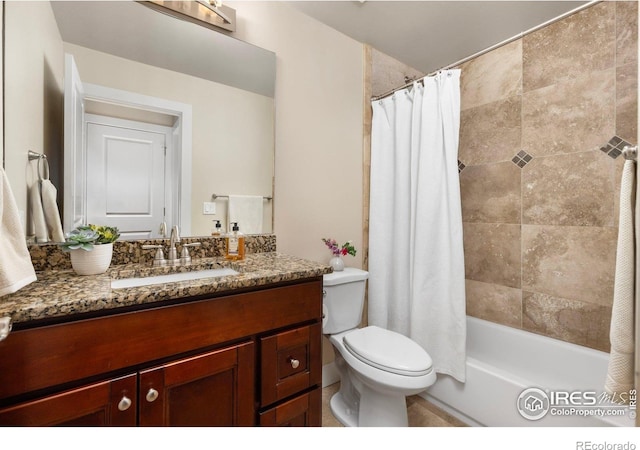 4924 Clubhouse Ct, Boulder, CO 80301 - bathroom with vanity, toilet, and shower / bathtub combination with curtain