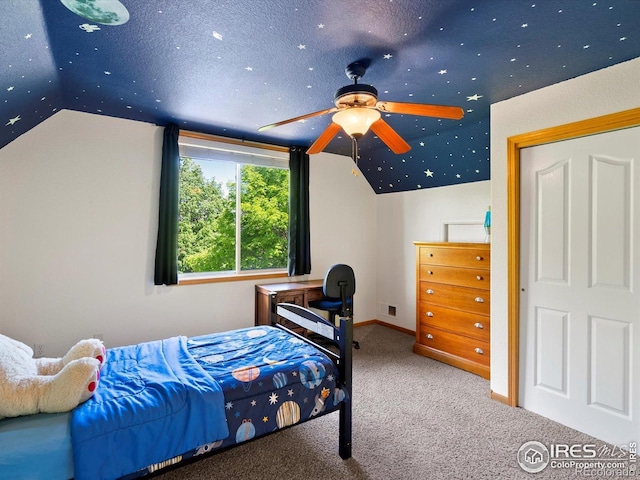 101 SE 2nd St, Berthoud, CO 80513 - bedroom with vaulted ceiling, carpet floors, and baseboards