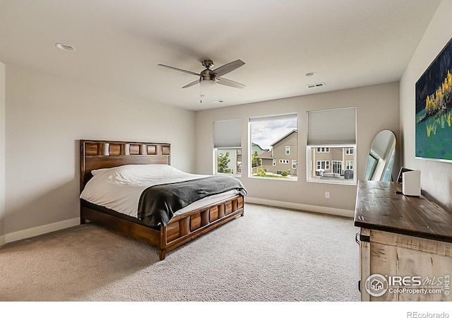 6398 Verna Ct, Timnath, CO 80547 - bedroom featuring carpet floors, baseboards, ceiling fan, and recessed lighting