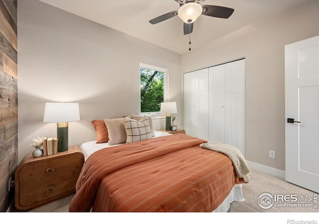 217 Locust St, Windsor, CO 80550 - carpeted bedroom with a closet, baseboards, and ceiling fan