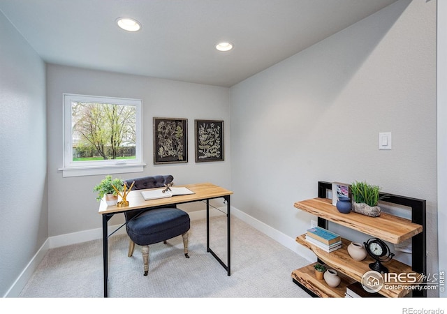 217 Locust St, Windsor, CO 80550 - carpeted home office featuring baseboards and recessed lighting