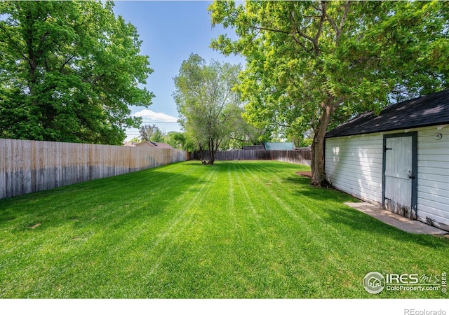 217 Locust St, Windsor, CO 80550 - view of yard featuring an outbuilding