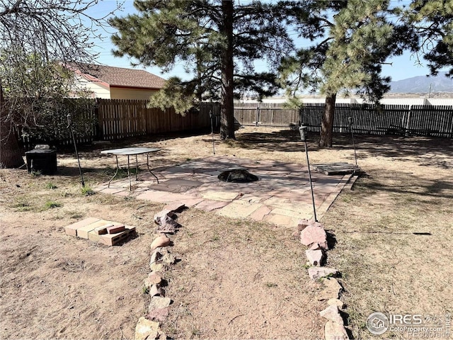 2614 Willard Dr, Colorado Springs, CO 80911 - fenced backyard with an outdoor fire pit and a patio