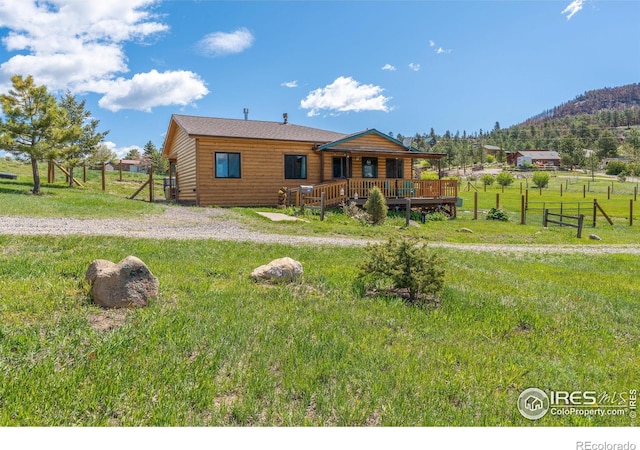 519 Palisade Mountain Dr, Drake, CO 80515 - rear view of property with a deck with mountain view