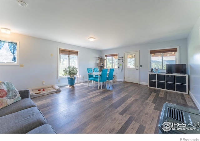 519 Palisade Mountain Dr, Drake, CO 80515 - living area featuring dark wood-style flooring and baseboards