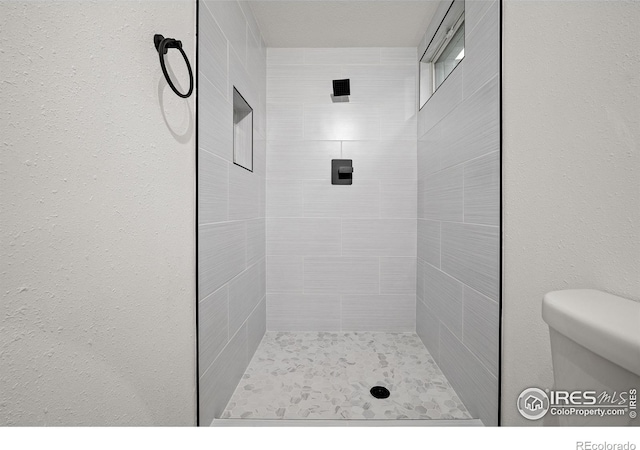 5329 Flower Cir, Arvada, CO 80002 - bathroom with a tile shower and toilet