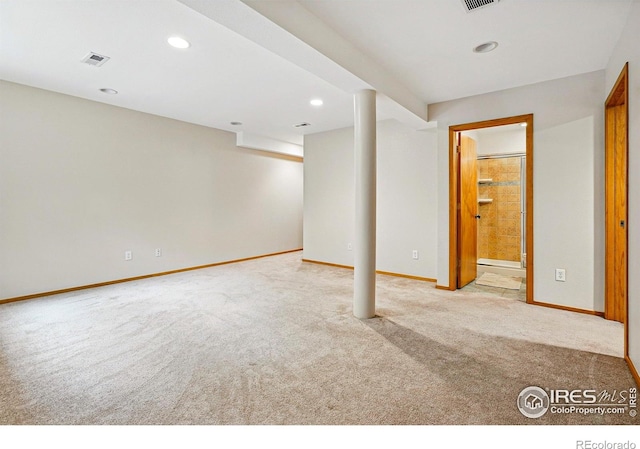 4489 Wellington Rd, Boulder, CO 80301 - finished below grade area with carpet flooring, baseboards, and recessed lighting