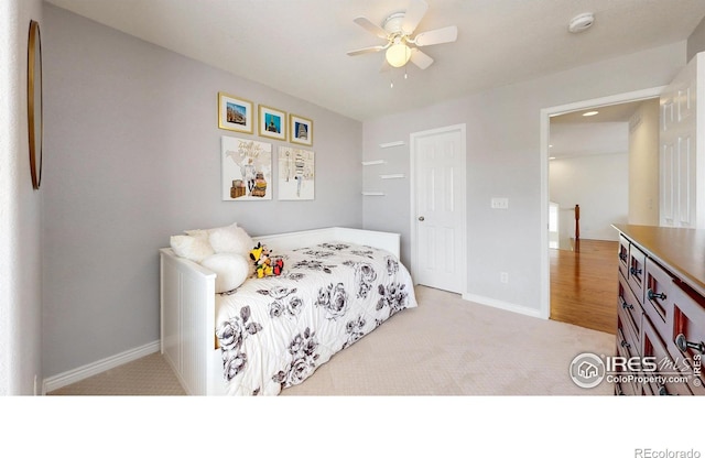 2139 Andrews St, Fort Collins, CO 80528 - carpeted bedroom with baseboards and ceiling fan