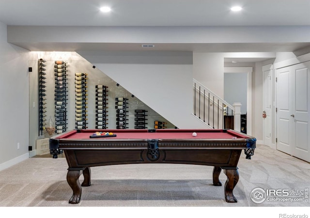 4268 Ardglass Ln, Timnath, CO 80547 - rec room with carpet floors, billiards table, baseboards, and recessed lighting