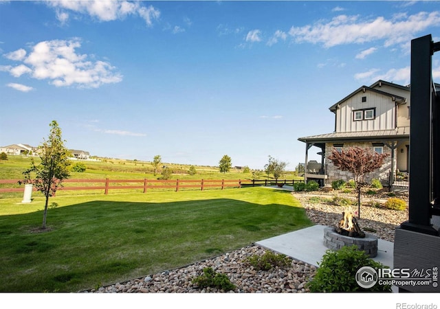 4268 Ardglass Ln, Timnath, CO 80547 - view of yard featuring a fire pit and a view of rural / pastoral area