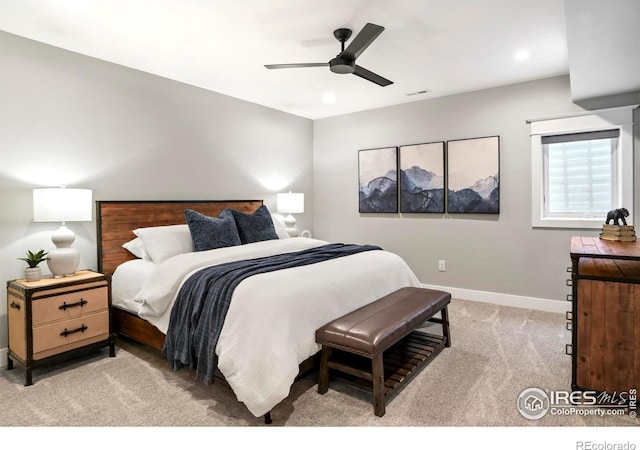 1505 Oak Ave, Boulder, CO 80304 - bedroom featuring light colored carpet, baseboards, ceiling fan, and recessed lighting