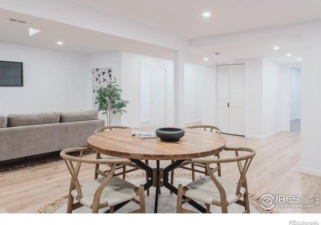 4601 S Lipan St, Englewood, CO 80110 - dining space featuring recessed lighting, light wood-type flooring, and baseboards