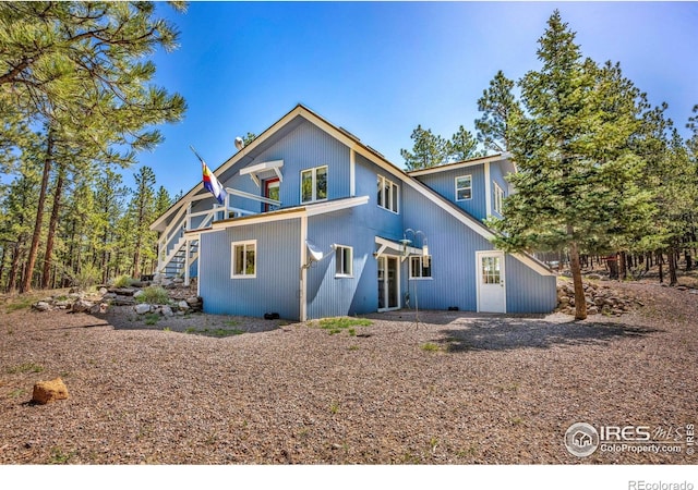 453 Black Fawn Ln, Westcliffe, CO 81252 - back of property with stairway