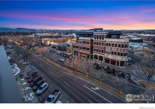221 E Mountain Ave Unit 319, Fort Collins, CO 80524 - aerial view at dusk of a mountain view