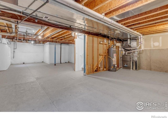 2841 Silver Pl, Superior, CO 80027 - unfinished below grade area with gas water heater and heating unit