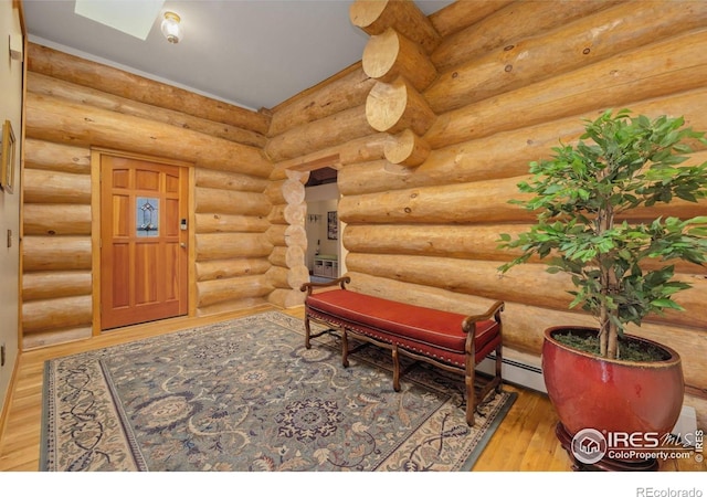 95 Choctaw Rd, Lyons, CO 80540 - foyer featuring wood finished floors and rustic walls