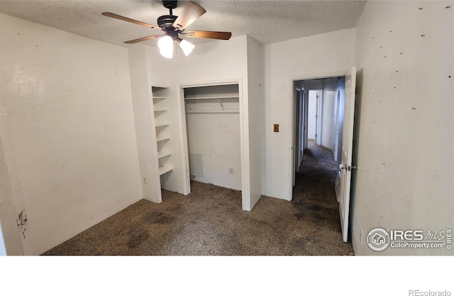305 Phelps St, Sterling, CO 80751 - unfurnished bedroom with carpet, a textured ceiling, a closet, and a ceiling fan