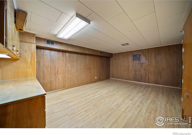 201 Howard St, Brush, CO 80723 - finished basement with light wood finished floors and wood walls
