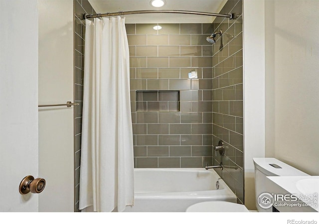1359 Caledonia Cir, Louisville, CO 80027 - bathroom with toilet, shower / bath combination with curtain, and vanity