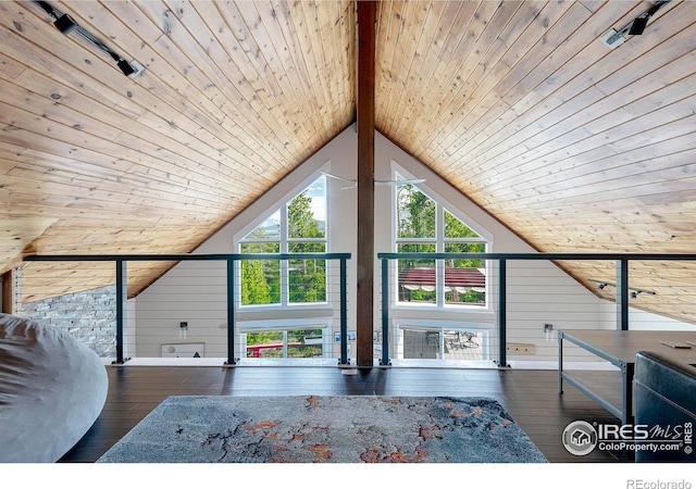 61 County Road 8501, Tabernash, CO 80478 - unfurnished bedroom with wood ceiling, wood-type flooring, lofted ceiling, and wood walls