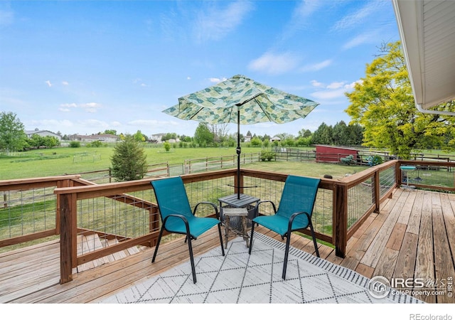 1921 Glenview Ct, Berthoud, CO 80513 - wooden terrace with a view of rural / pastoral area