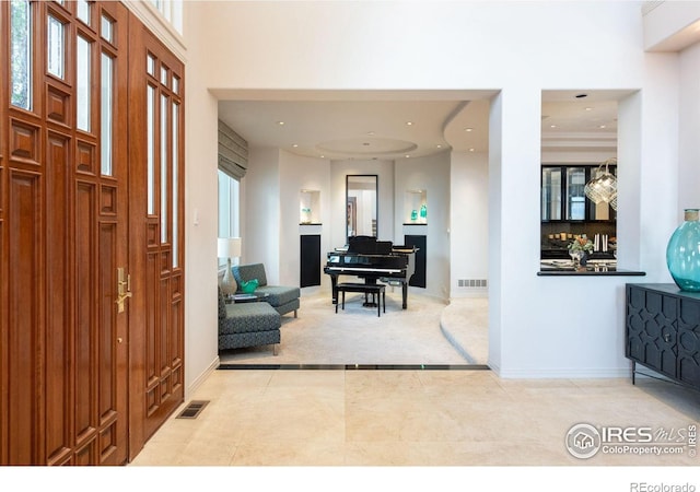 160 Ponderosa Dr, Boulder, CO 80303 - foyer entrance featuring carpet floors, recessed lighting, tile patterned floors, and baseboards