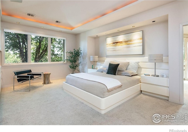 160 Ponderosa Dr, Boulder, CO 80303 - bedroom with carpet floors, baseboards, recessed lighting, and a tray ceiling