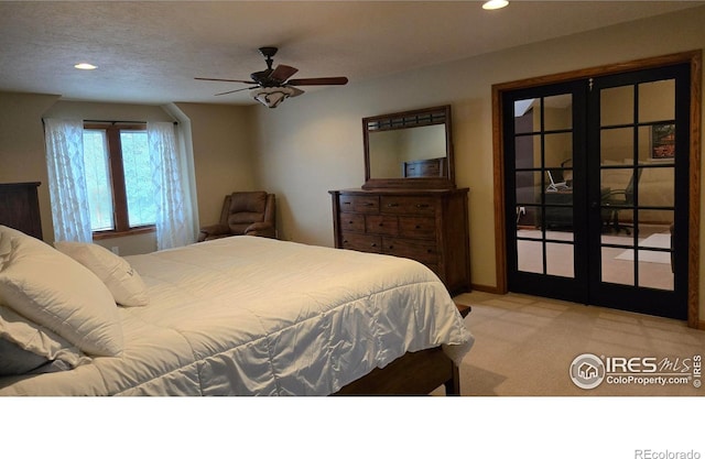 2152 45th Ave, Greeley, CO 80634 - bedroom featuring french doors, carpet, recessed lighting, and ceiling fan