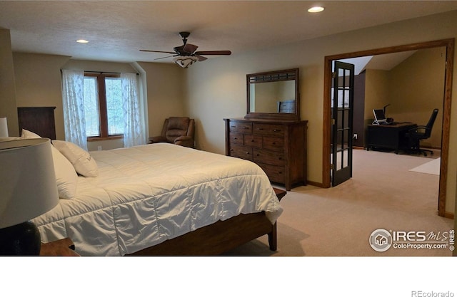 2152 45th Ave, Greeley, CO 80634 - bedroom with light carpet, recessed lighting, and a ceiling fan