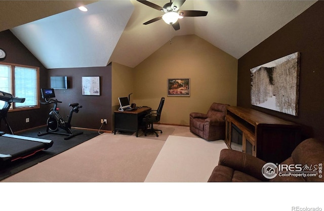 2152 45th Ave, Greeley, CO 80634 - carpeted office space with lofted ceiling, baseboards, and ceiling fan