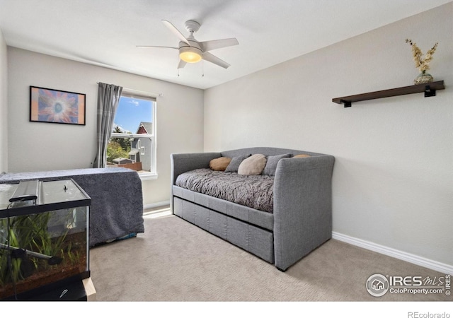 2620 Brush Creek Dr, Fort Collins, CO 80528 - bedroom featuring carpet, baseboards, and ceiling fan